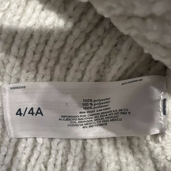 Osh Kosh B'gosh Girls Soft Chenille Sweater Size 4/4A Ivory Soft Corduroy - Picture 4 of 6